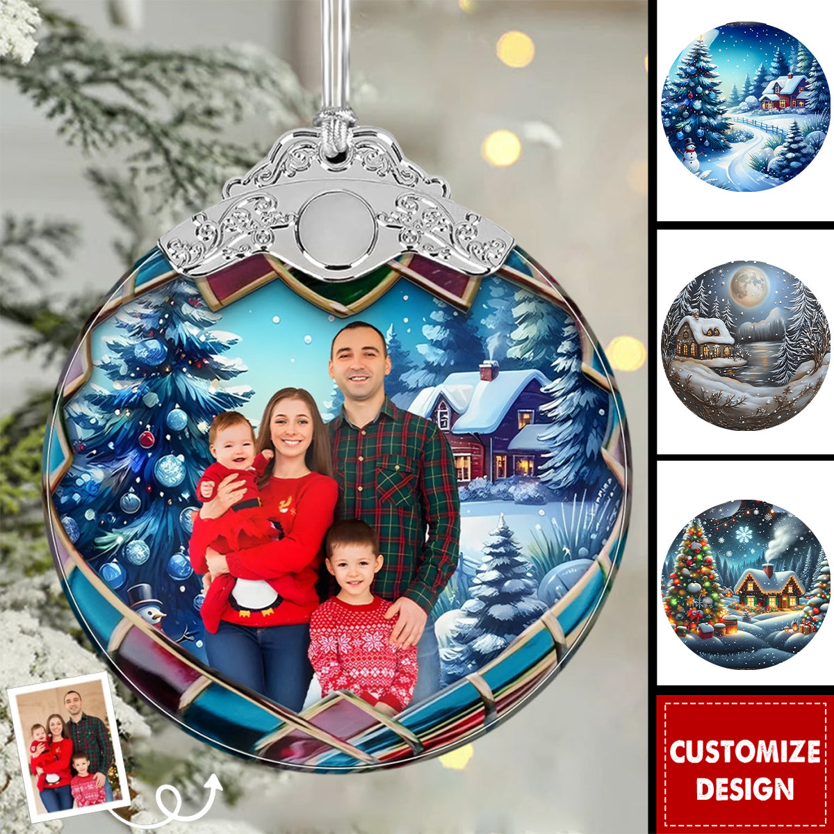 Custom Photo Glass Ornament - Personalized Christmas Birthday Gifts For Mom, Dad, Kids - Our Greatest Gift Is Each Other