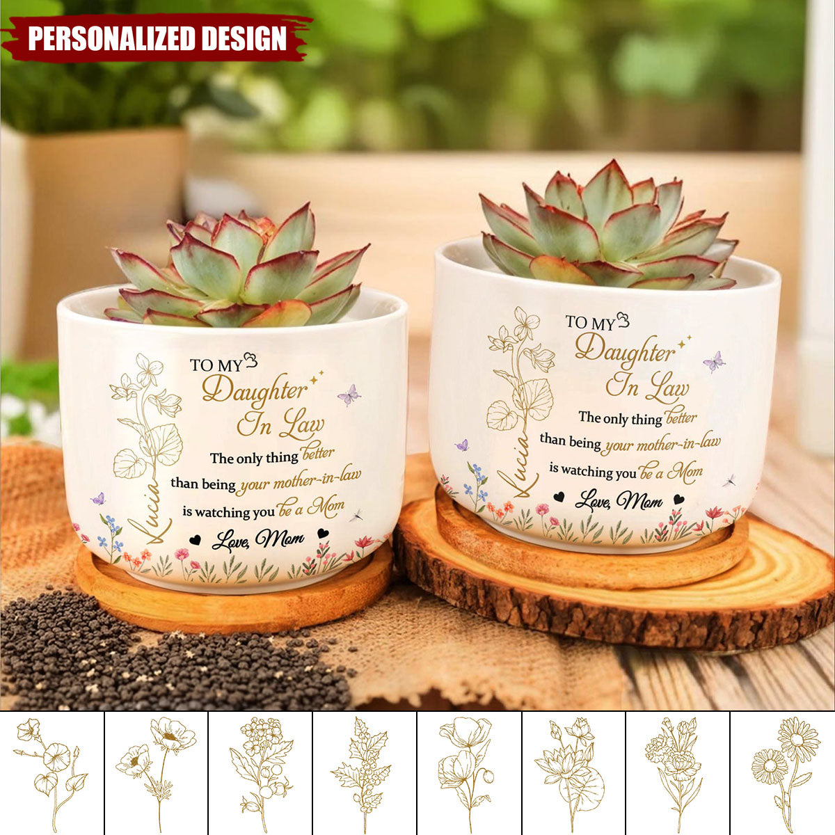 To My Daughter In Law,Watching You Be a Mom-Personalized Ceramic Plant Pot