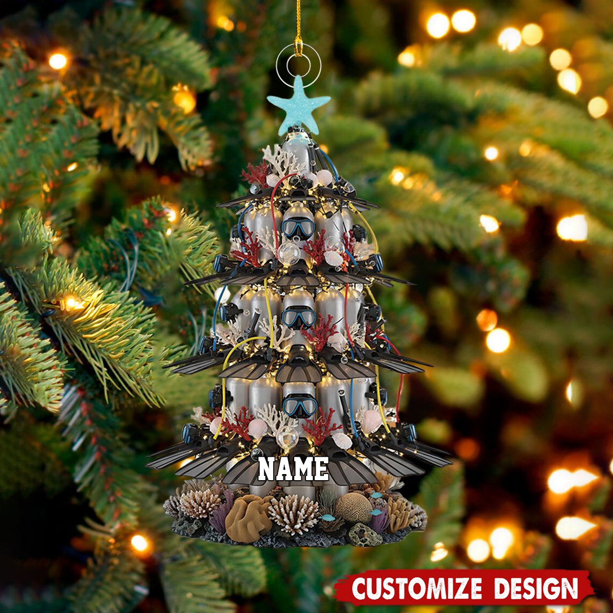 Personalized Scuba Diving Christmas Ornament - Gift for Sea Lovers