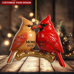 Vintage Nostalgic Cardinals Memorial Dad Mom Christmas Personalized Acrylic Ornament