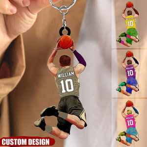 Personalized  Name, Number & Appearance -  Acrylic Keychain-Gift for Basketball Lovers