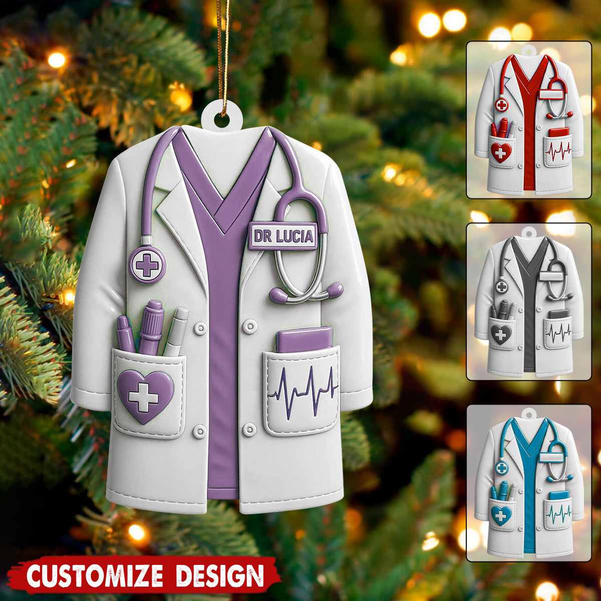 Custom Nurses Acrylic Christmas Ornament, Doctor Christmas Ornament, Healthcare Workers Gift, RN Gift, New Nurse Ornament