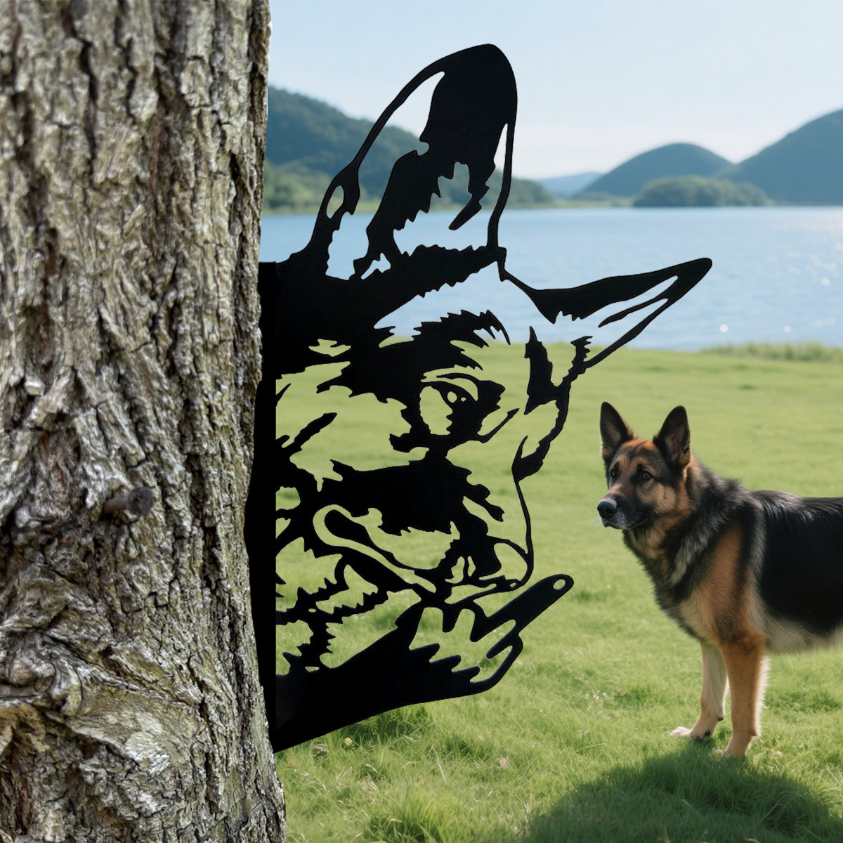 German Shepherd Middle Finger Metal Sign - Versatile Mountable Wall Art