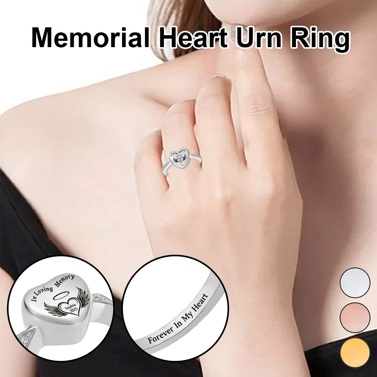 Personalized Heart Urn Ring-Gift For Family