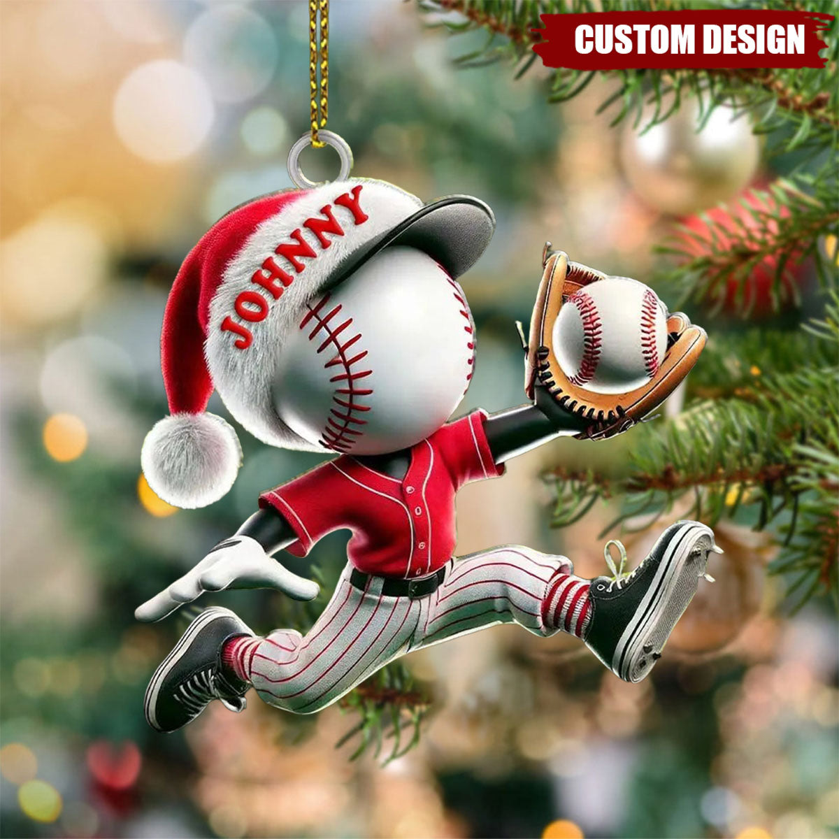 Custom Name Baseball Ornament, Christmas Gift for Baseball Lover