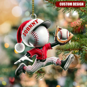 Custom Name Baseball Ornament, Christmas Gift for Baseball Lover