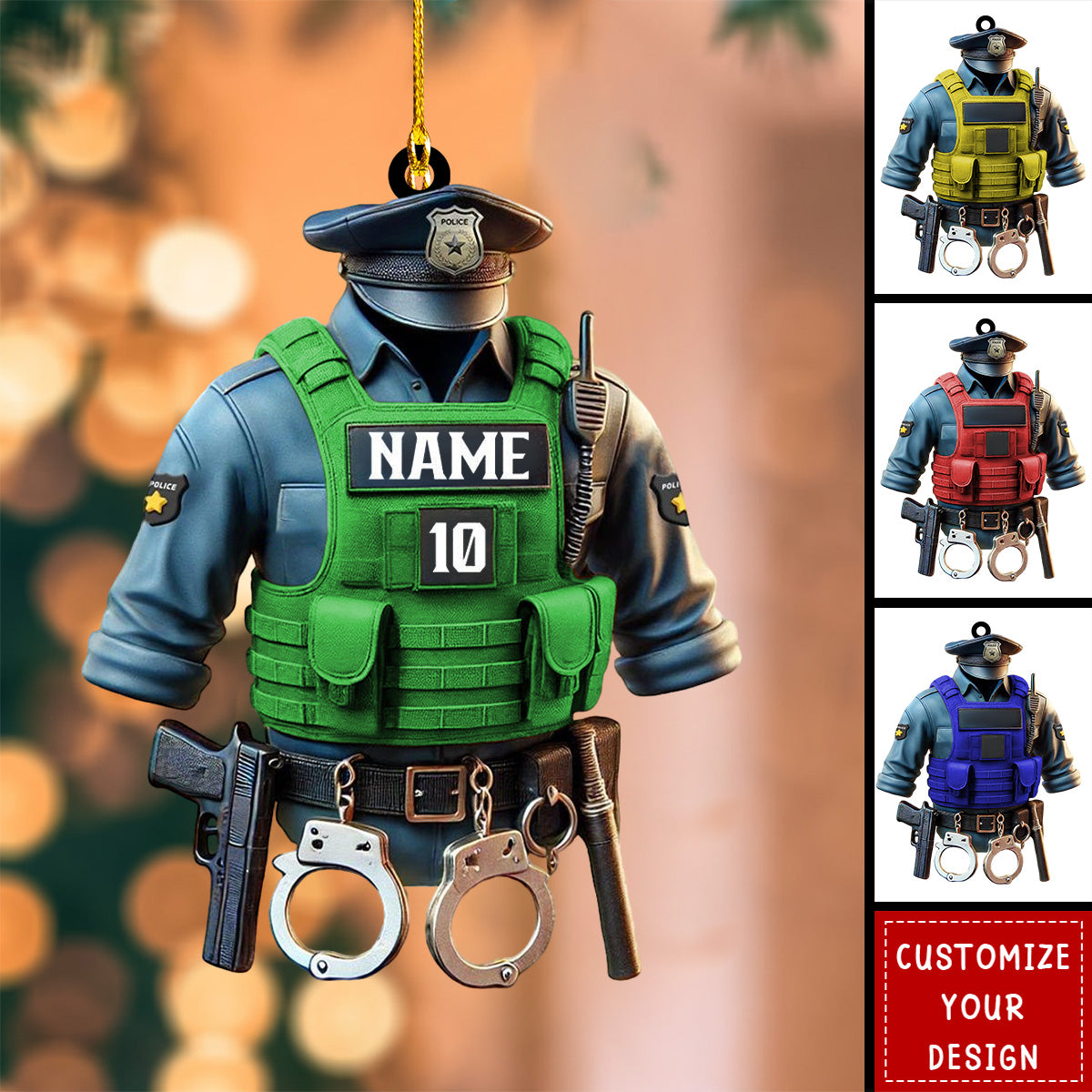 Personalized Police Officer Ornament,Custom Name & Badge Number - 2024 New Release