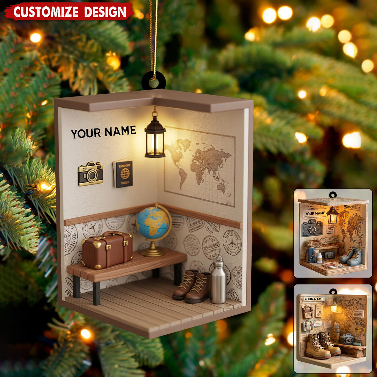 Personalized Travel Ornament - Gift For for Travelers