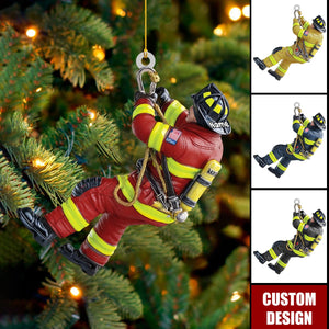 Personalized Firefighter Christmas Ornament - Custom Fireman Gift