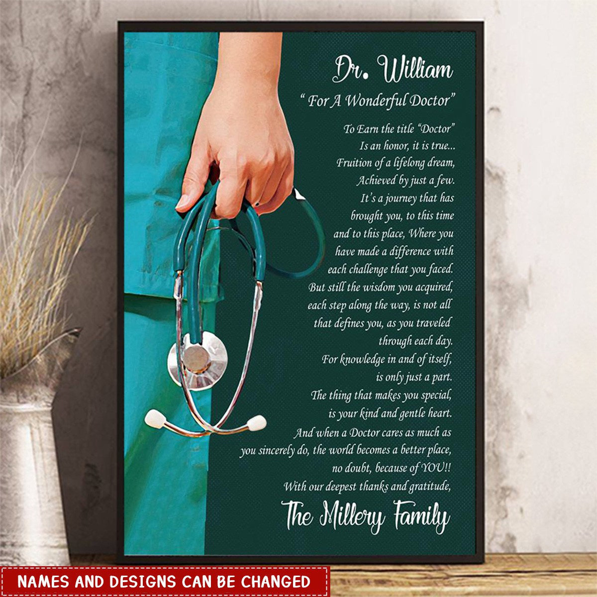 Appreciation Poster Canvas Personalized Gift For Family Doctor