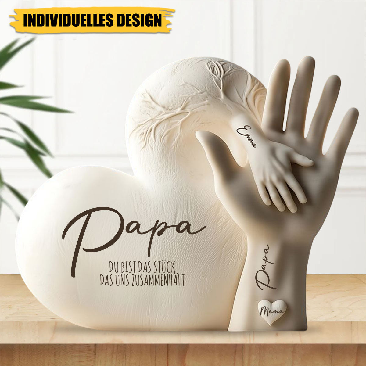 Papa Du Bist Das Stück, Das Uns Zusammenhält - Personalisierte Acryl-Plakette, Vatertagsgeschenk Für Papa