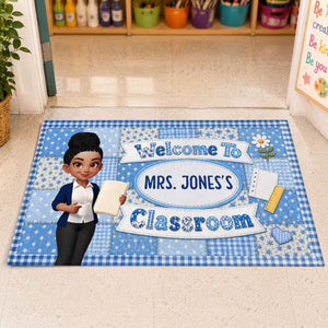 Pastel Floral Teacher Welcome To Classroom - Personalized Doormat - Back To School Gift