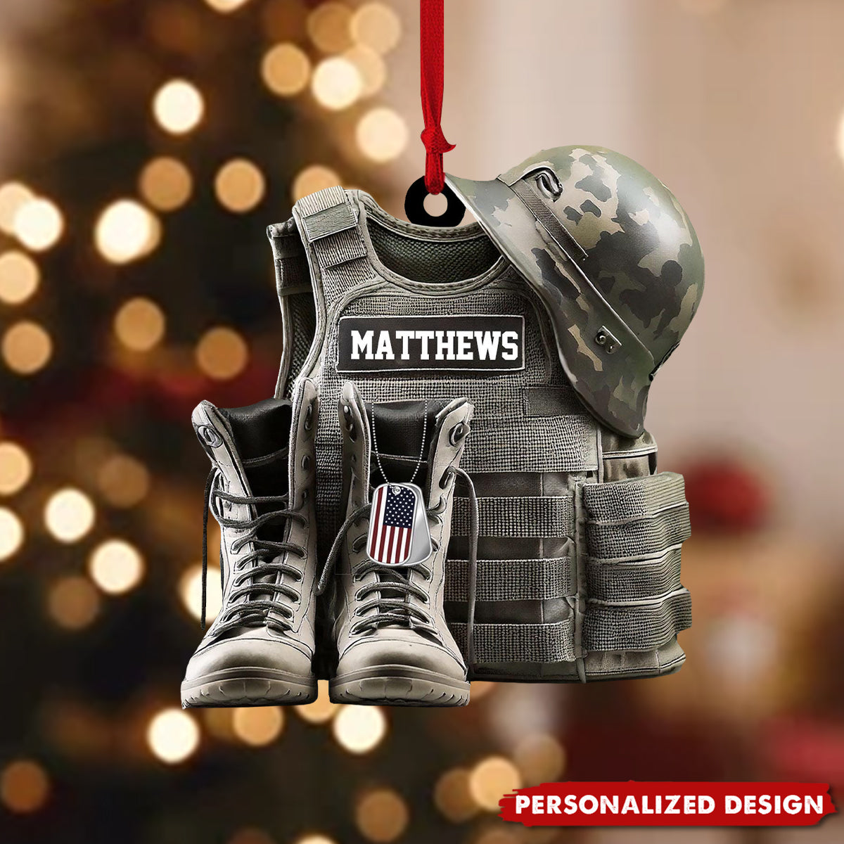 Personalized Veteran Military Christmas Ornament-Gift For Dad Grandpa