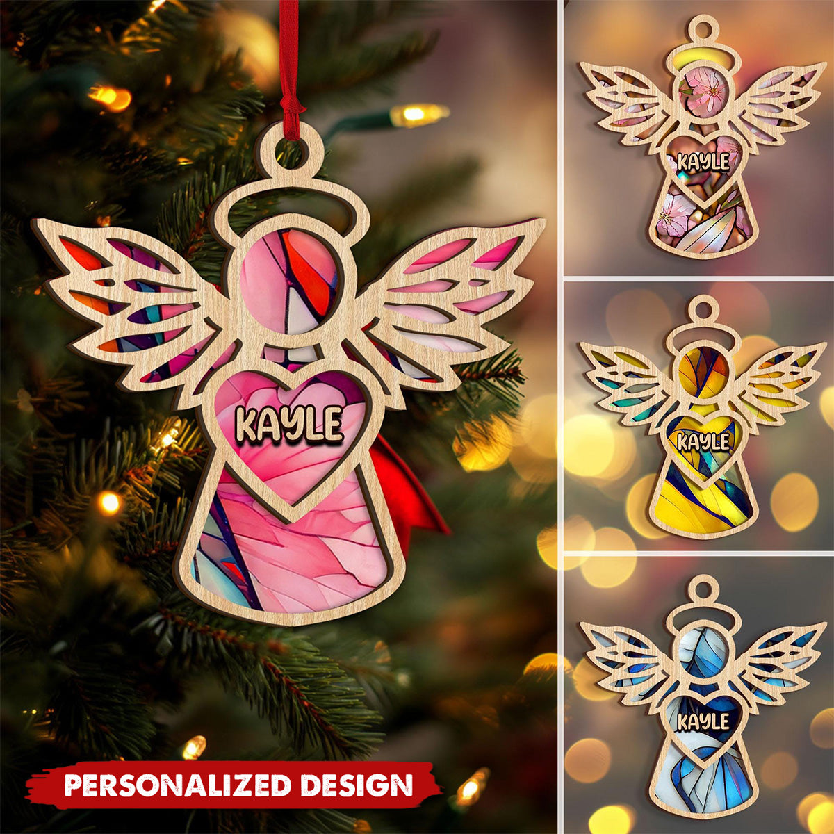 Personalized Christmas Angel Wood Ornament-2024 New Release