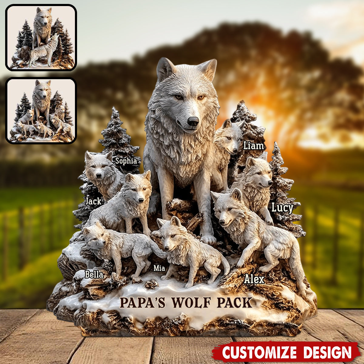 Papa's Wolf - Personalized Father Custom Shaped Acrylic Plaque