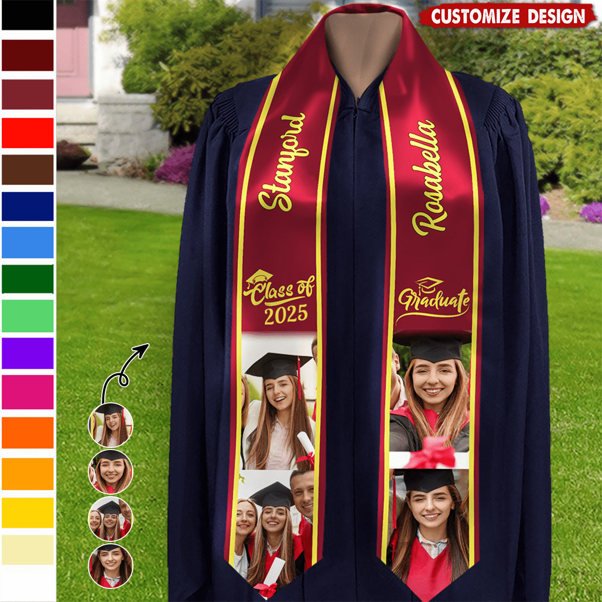 Personalized Photo Class of 2025 Stoles Graduation Day
