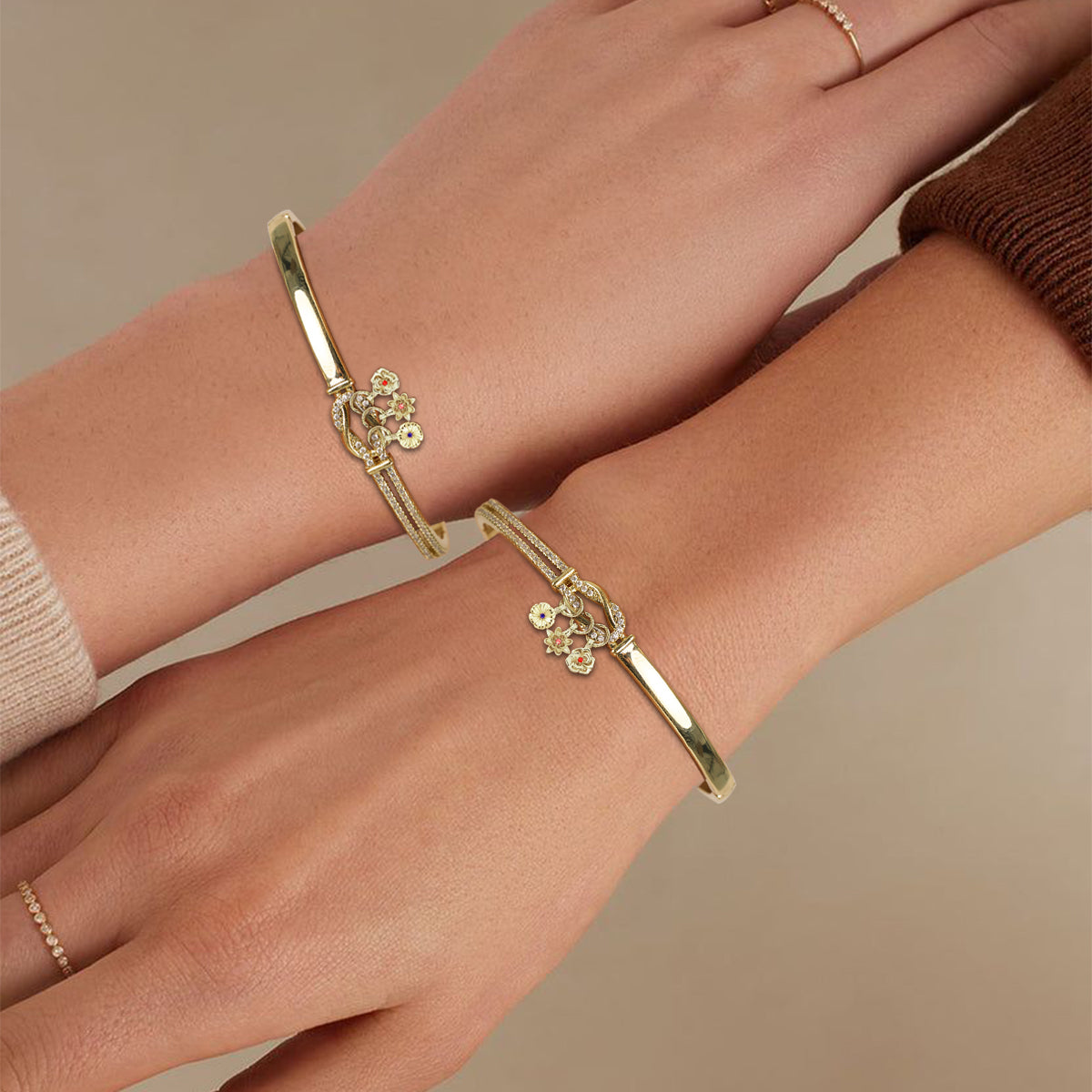 Personalized Birthflowers Knot Bangle, Gift For Grandma