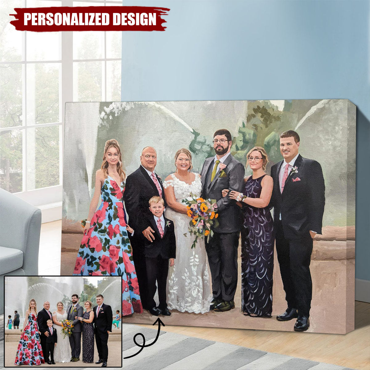 Personalized  Wedding Portrait On Canvas From Photo,Hand Painted Wedding Photo-WeddingGift