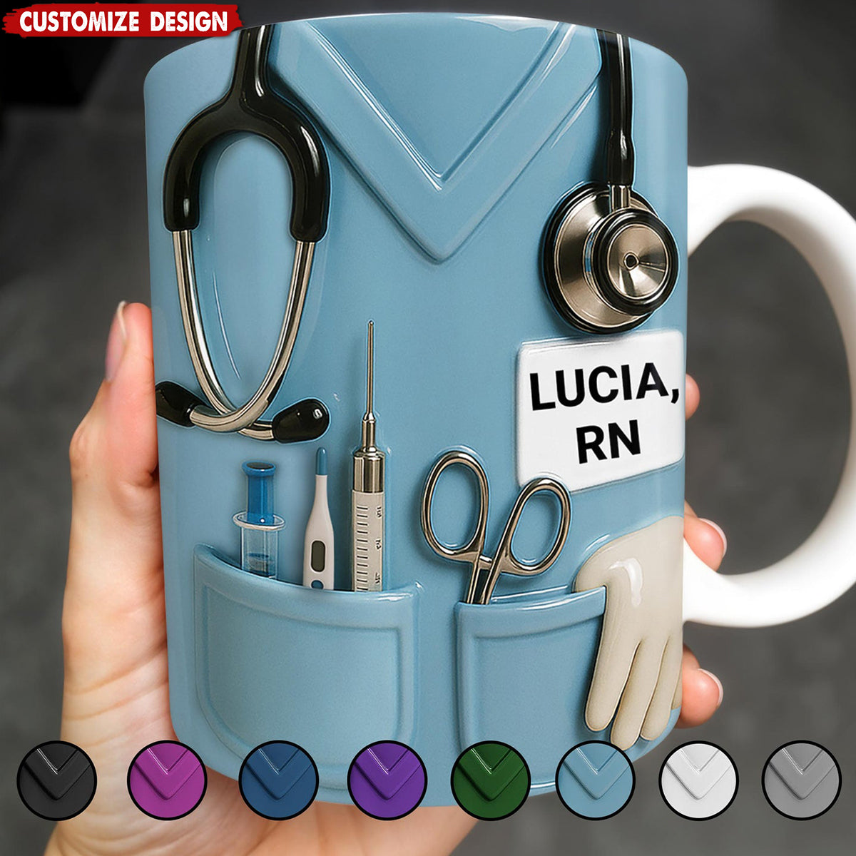 Celebrate Everyday Heroes, Stethoscope And Medical Instruments - Personalized Coffee Mug - Perfect Gift For Nurses