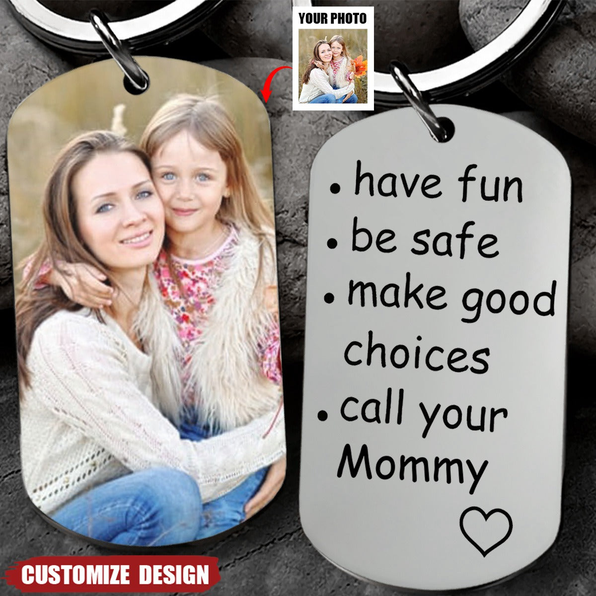 Have Fun, Be Safe, Make Good Choices and Call Your Grandma/Grandpa - Personalized Stainless Steel Keychain