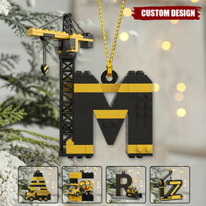 Fun Construction Vehicles Alphabet - Personalized Kid Ornament