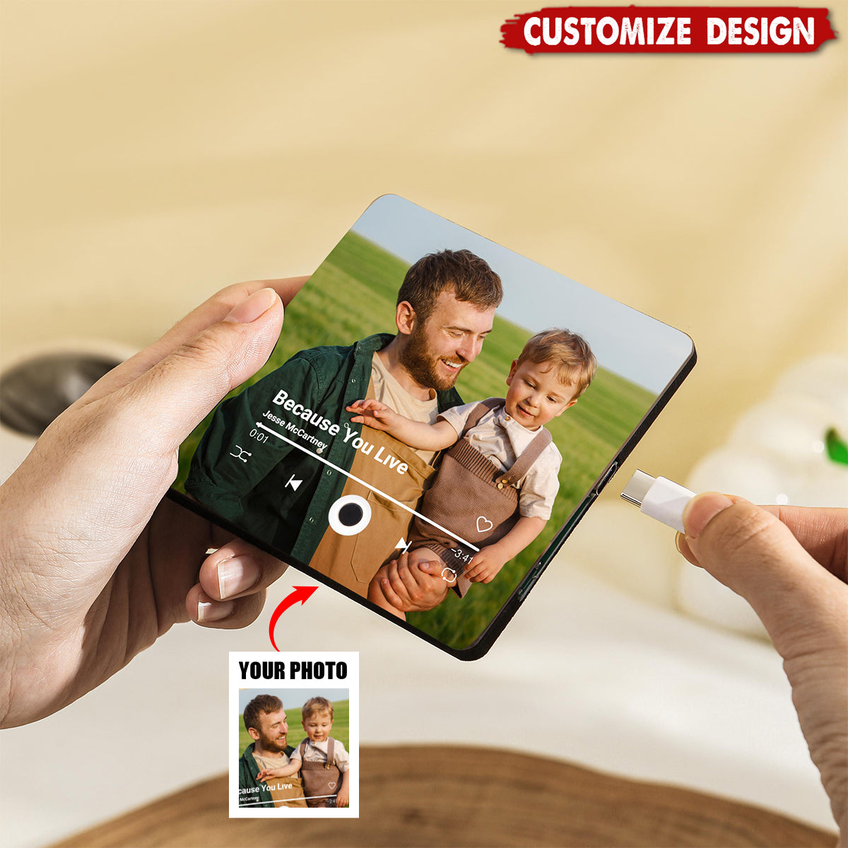 Personalized  Photo Music Fridge Magnet - Birthday,Father's Day Gift For Dad,Grandpa