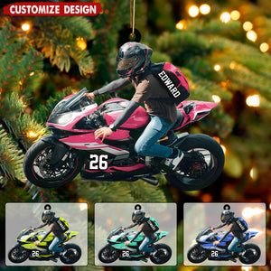 Personalized Motorcycle Christmas Ornament - Motorbike Gift for Him