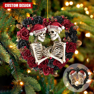 Personalized Skeleton Couple Acrylic Christmas Ornament -  Gifts For Lovers