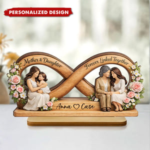 Mother & Daughter Forever Linked Together-Personalized Wooden Plaque-Mother Day's Gift For Mom, Gift For Daughter