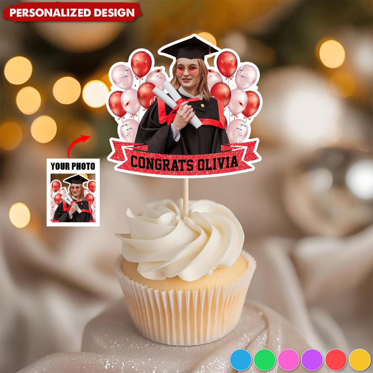 Personalized Face Graduation Cupcake Toppers