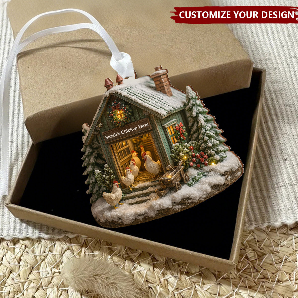 Welcome to Our Cozy Farm, Celebrate the Holiday Season, Personalized Custom Ornament
