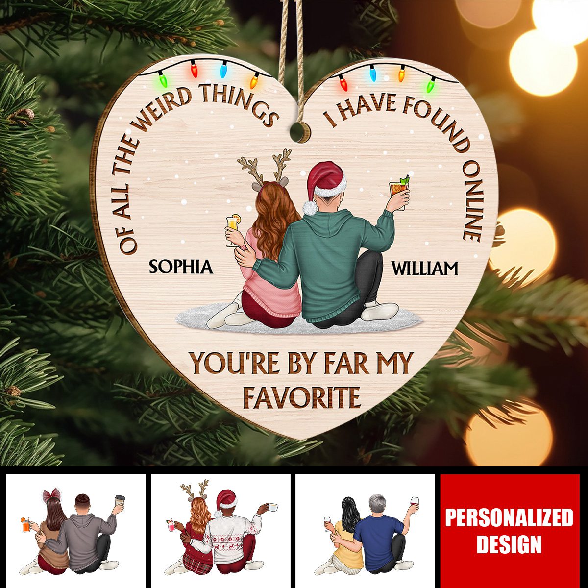 2024 New Release - Wish You A Wonderful Christmas - Couple Personalized Custom Ornament - Wood Custom Heart Shaped - Christmas Gift For For Husband Wife, Anniversary