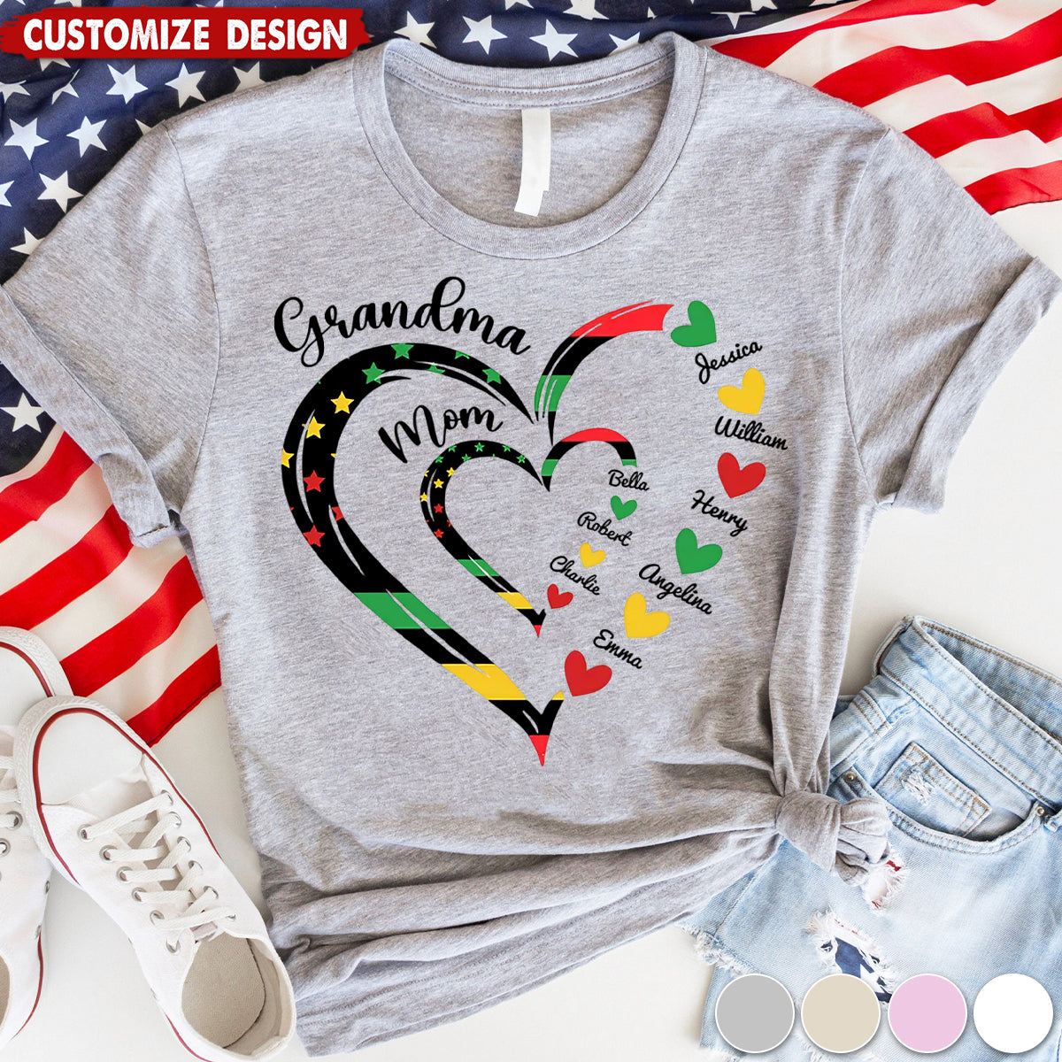 Juneteenth African American Flag Grandma Personalized Shirt