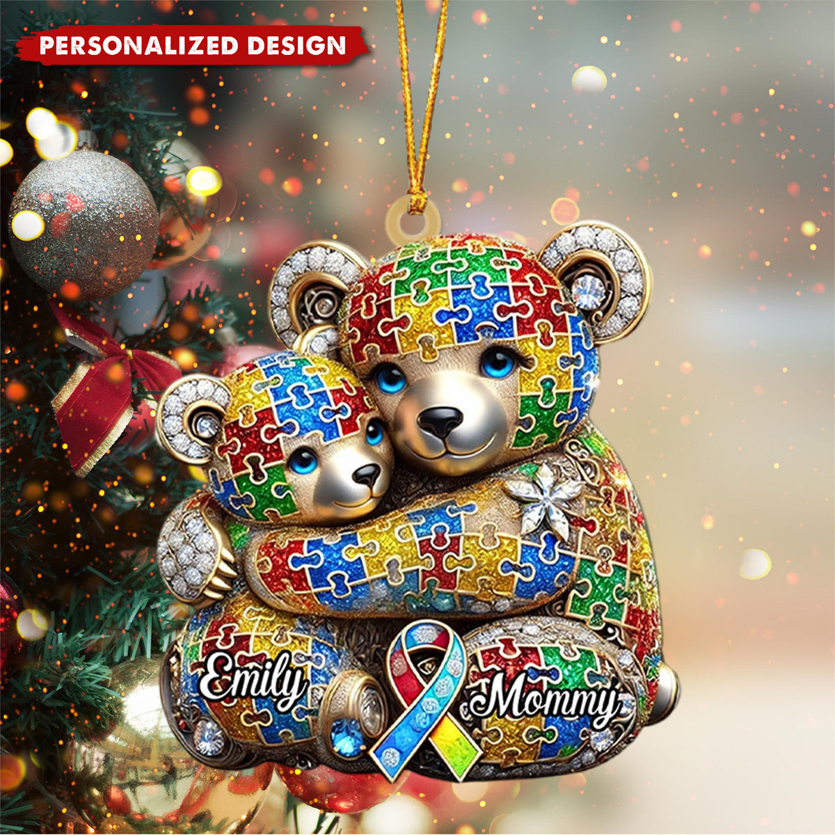 Mama Bear - Personalized Autism Awareness Ornament