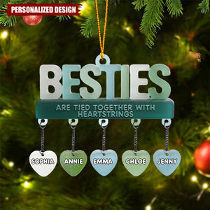Besties Are Tied Together With Heartstrings-Personalized Bestie Ornament With Charm