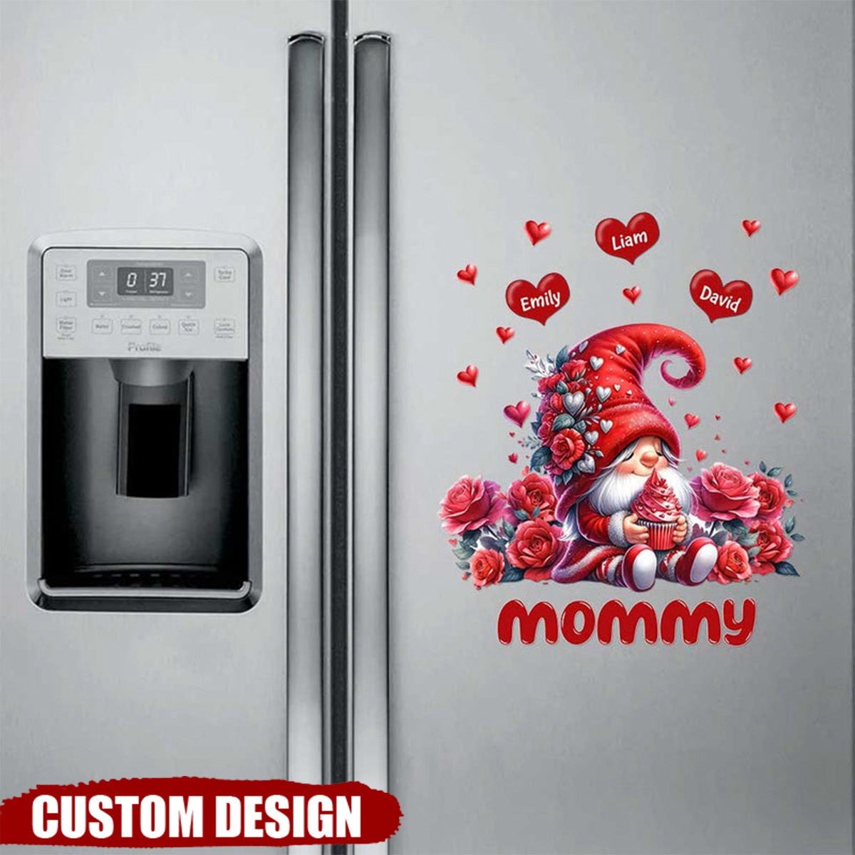 Valentine Red Flower Grandma Mom Sweet Heart Kids, Personalized Sticker Decal