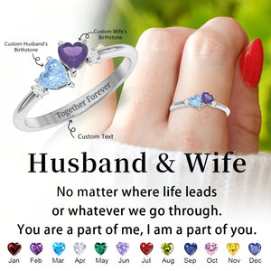 Personalized Pair of Hearts Gemstone Promise Ring