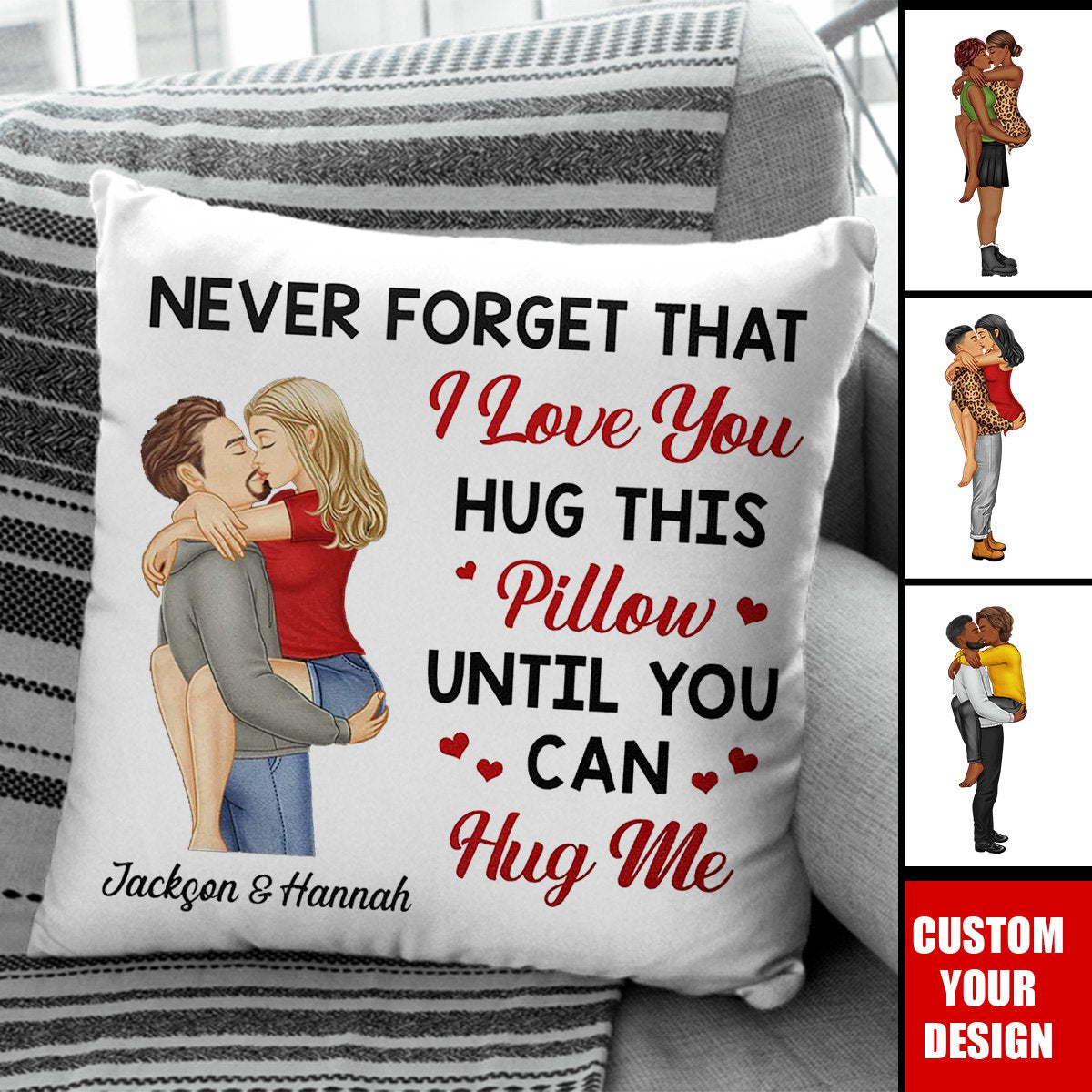 Hug This Pillow Until You Can Hug Me Couples - Personalized Pillow - Anniversary Gift For Husband,Wife