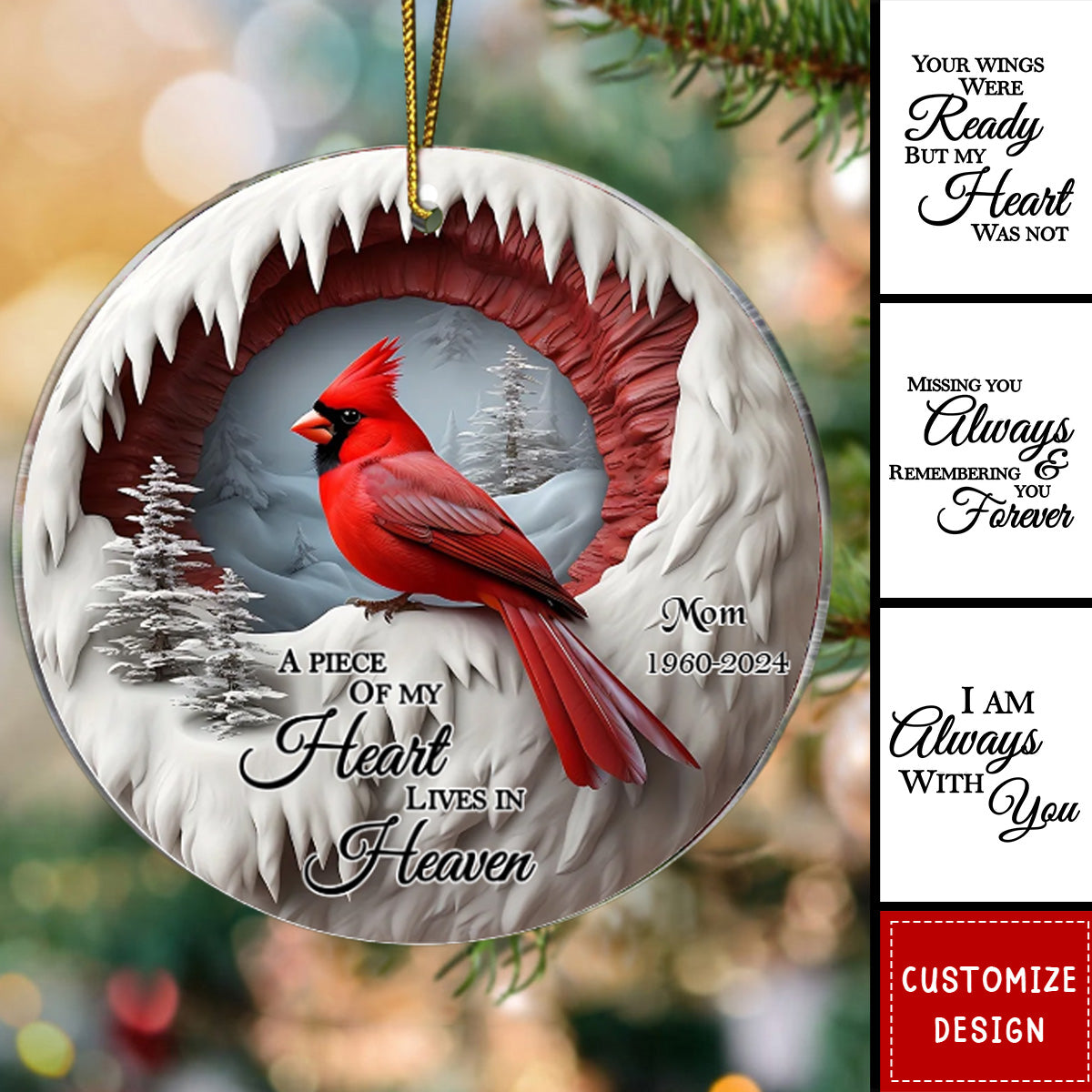 2024 New Release - Your Wings Were Ready But My Heart Was Not - Personalized Cardinal Memorial Ornament