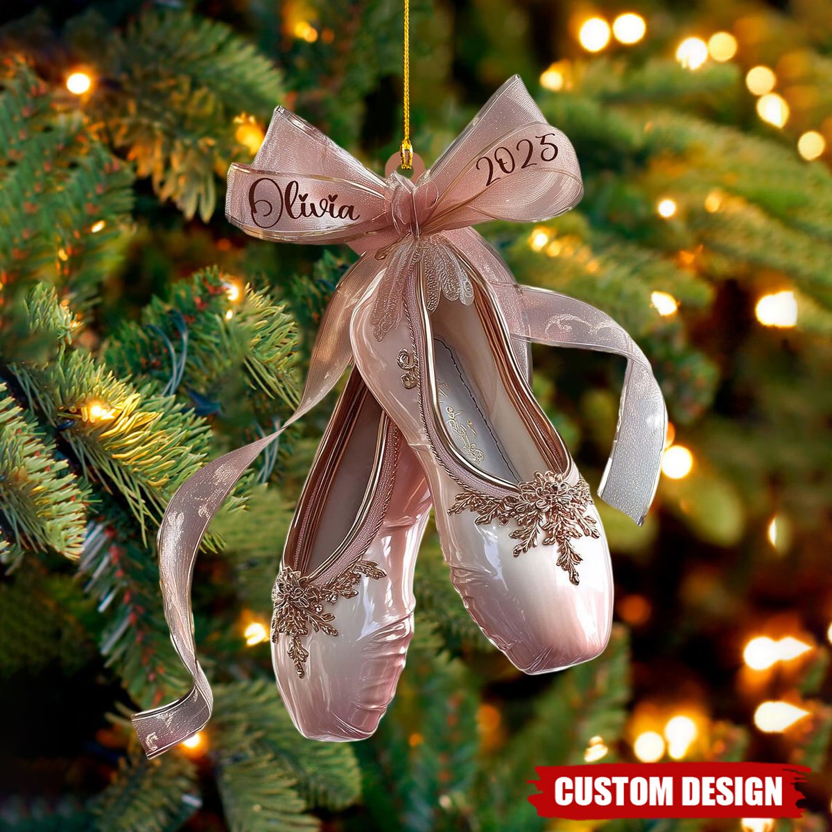 Personalized Ballet Shoes Christmas Ornament