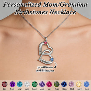 Personalized Hearts Necklace with Birthstone-Mother's Day Gifts