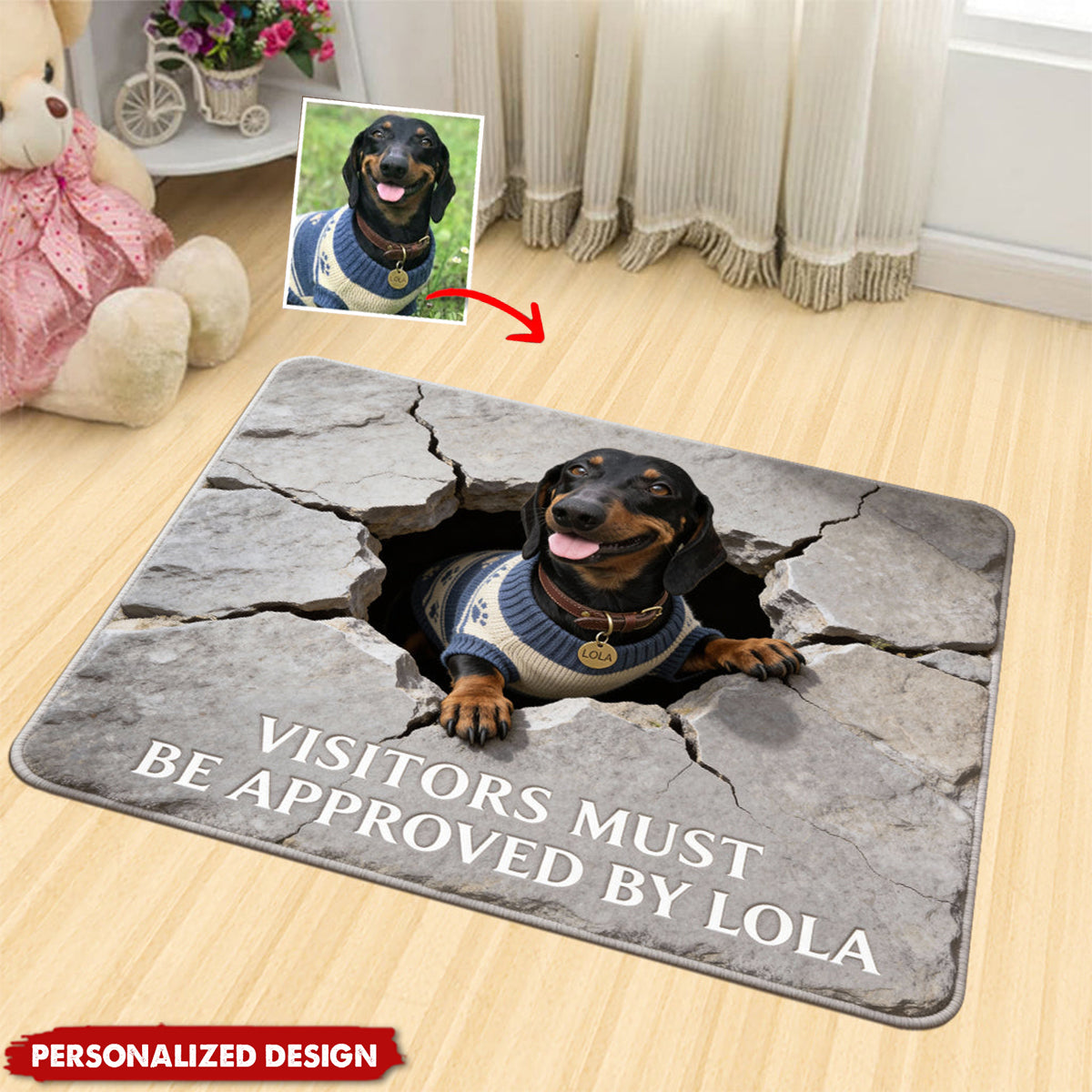 Visitors Must Be Approved-Personalized Dog Shaped Doormat/ Rug