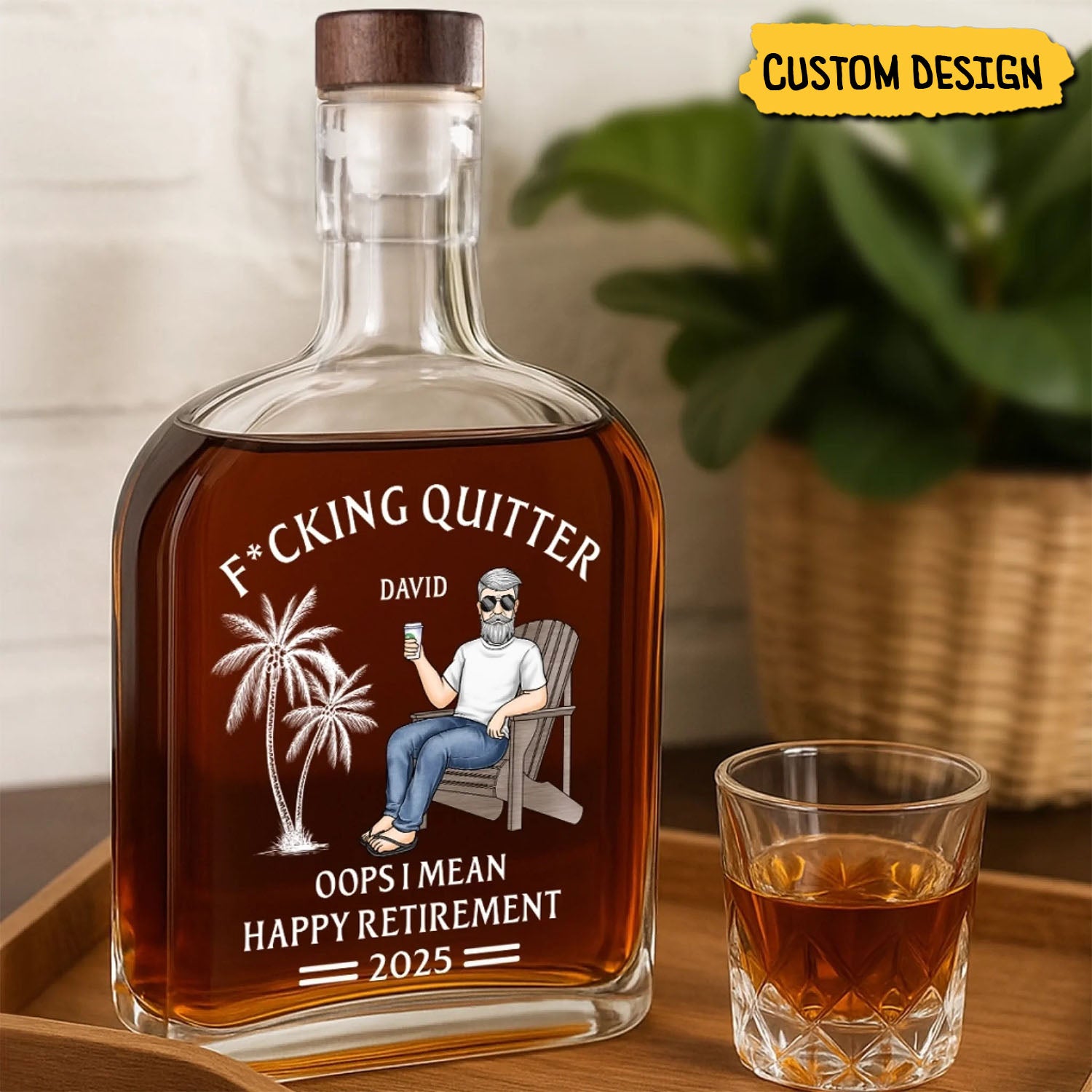 Officially Done-Personalized Whiskey Bottle, Retirement Gift For Coworkers, Work Friends, Colleagues