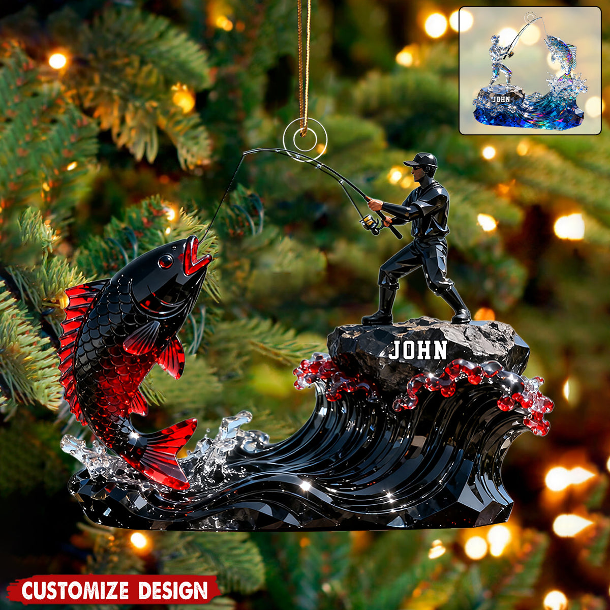 Personalized fishing themed ornaments