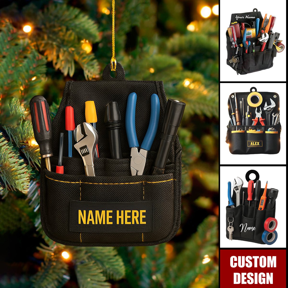 Personalized Electrician Tool Bag Christmas Ornament - Gift For Electrician, Electrician Lover Gift