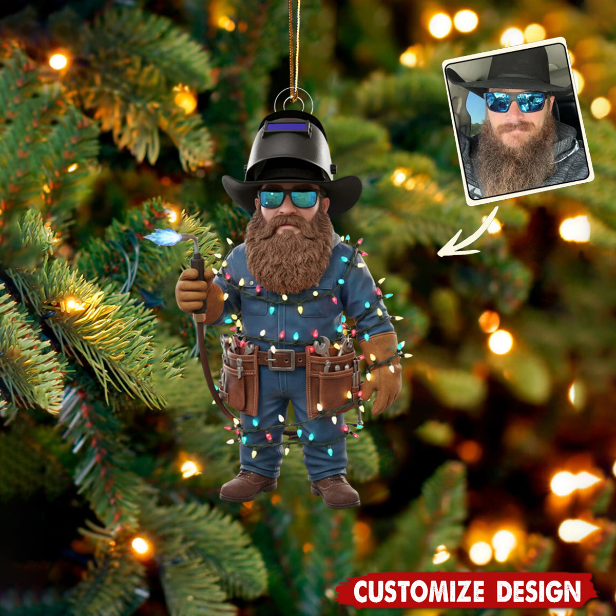 Personalized Funny Welder Photo Ornament-Gift For Welder