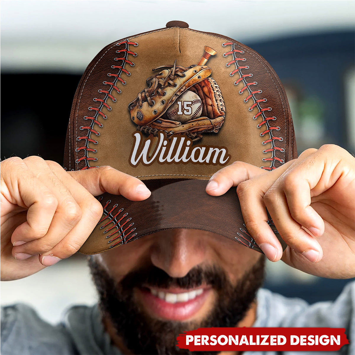 Love Baseball Proud Dad Son-Personalized Classic Cap