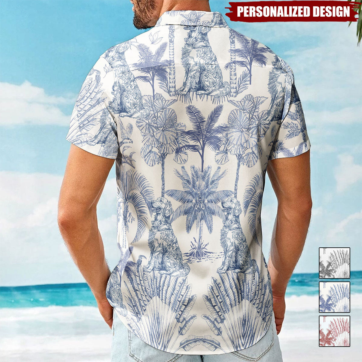 Dog Lovers Toile De Jouy Style Custom Dog Breeds - Personalized Hawaiian Shirt
