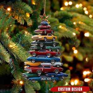 Personalized Name Car Stack Christmas Ornament - Gift For Car Lover