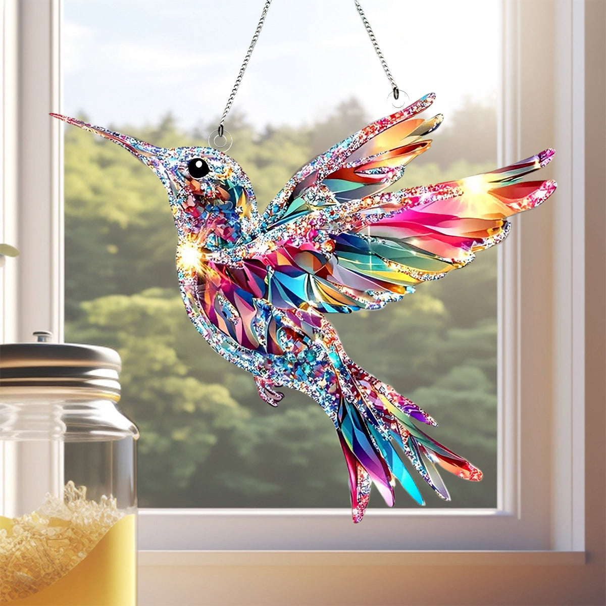 Radiant Crystal Hummingbird Suncatcher Ornament - Gift For Hummingbird Lover